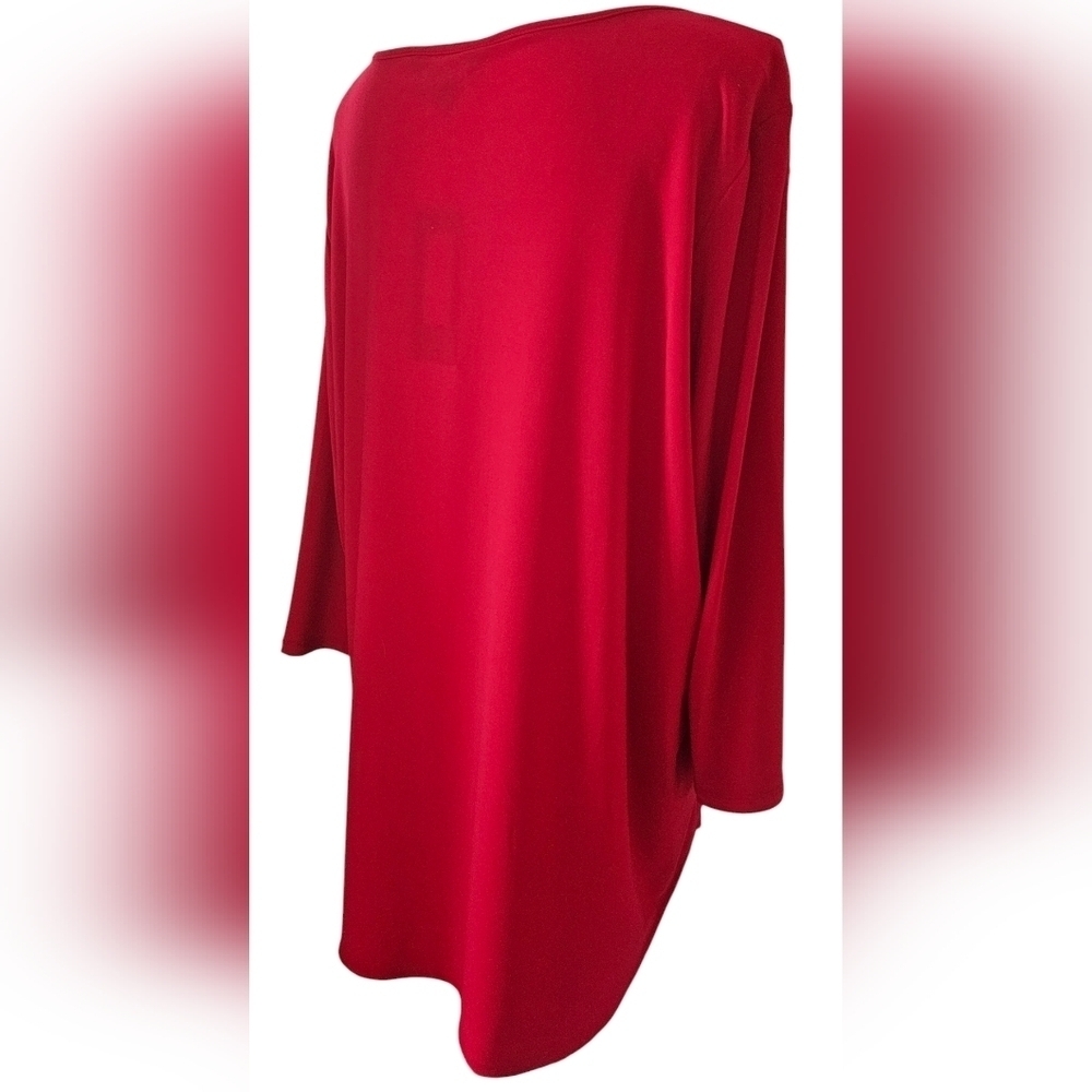 SLIM FACTOR by INVESTMENTS V NECK TOP SZ L RED - Picture 4 of 7